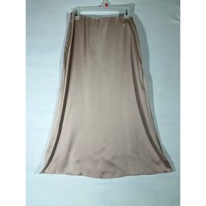 FRENCH CONNECTION Satin Feel Midi Skirt Women M Beige Side Zip Fairycore Flowy